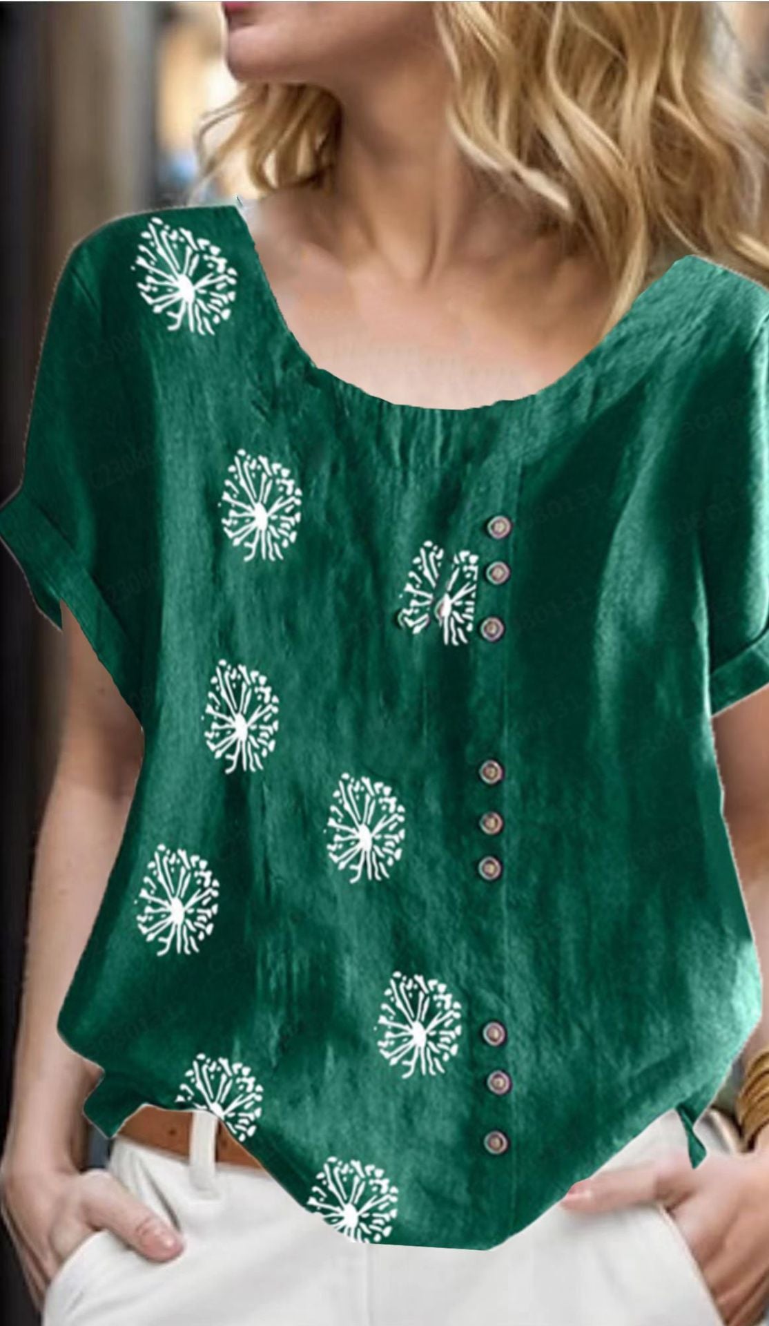 Women's Top Cotton And Linen Printing