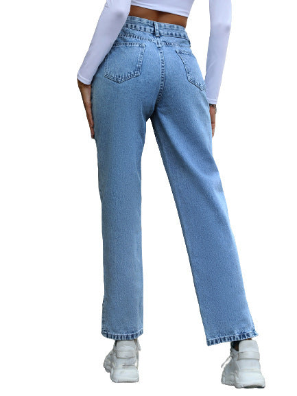 Women's New Straight High Jeans