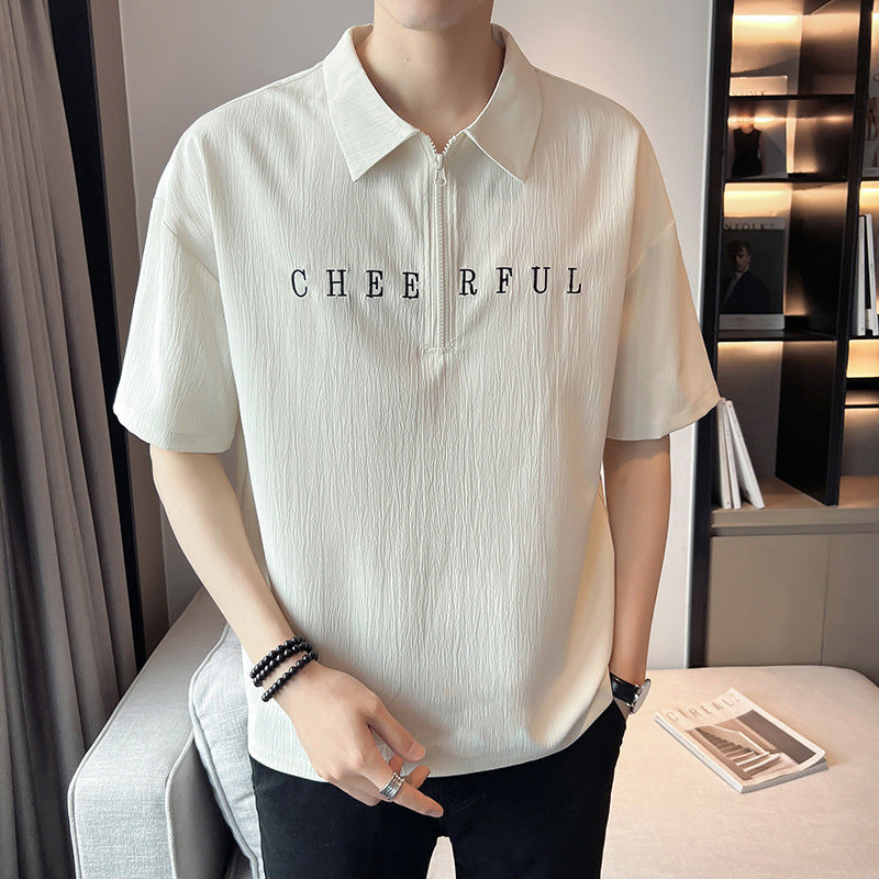 Short Sleeve Thin Polo Shirt Letter Printing