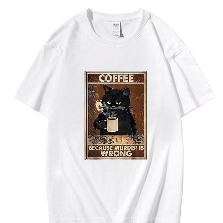 Trendy Short Sleeve Same Cat Poster T-shirt