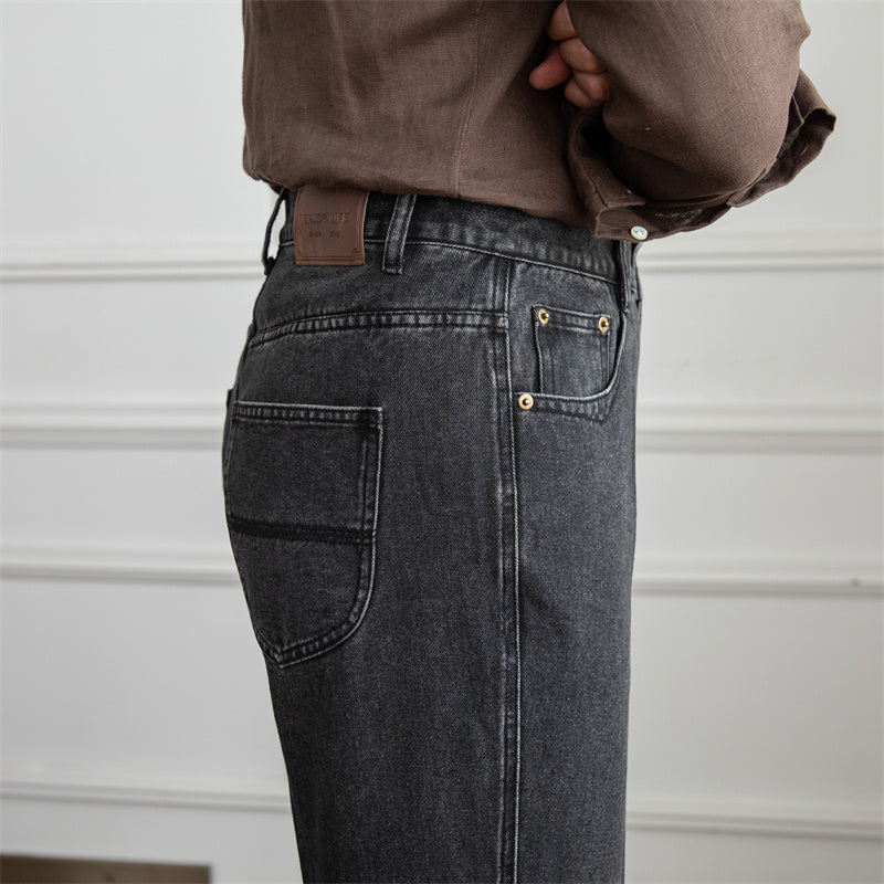 High Waisted Straight Leg Denim Pants