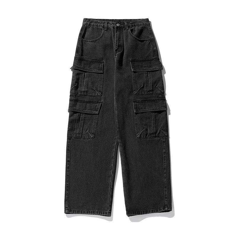 Multi-pocket Design Jeans Men's Distressed Retro