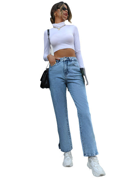 Women's New Straight High Jeans