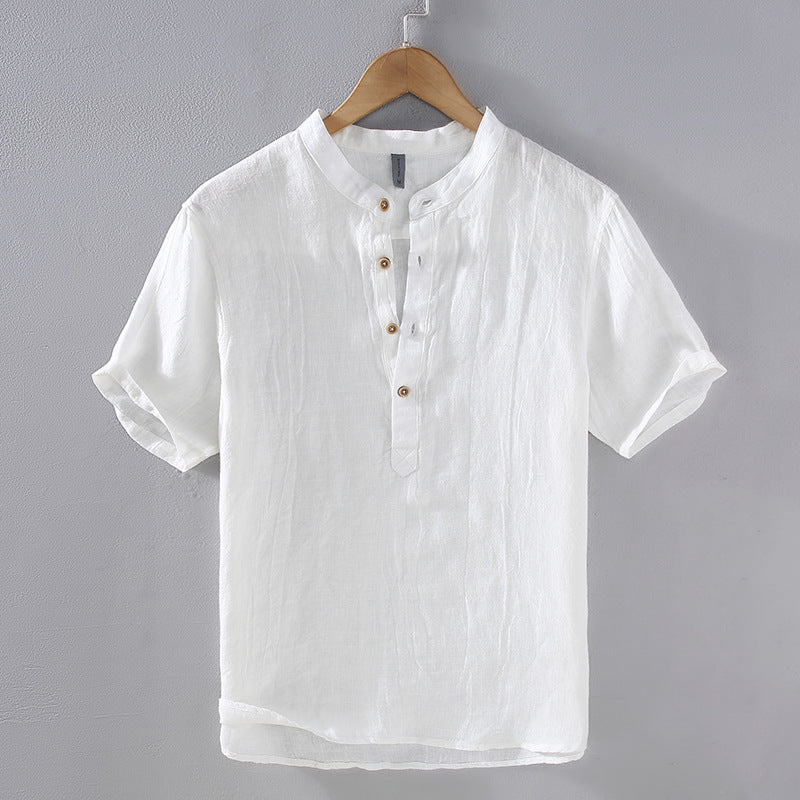 Men's Youth Casual Linen Short-sleeved Shirt