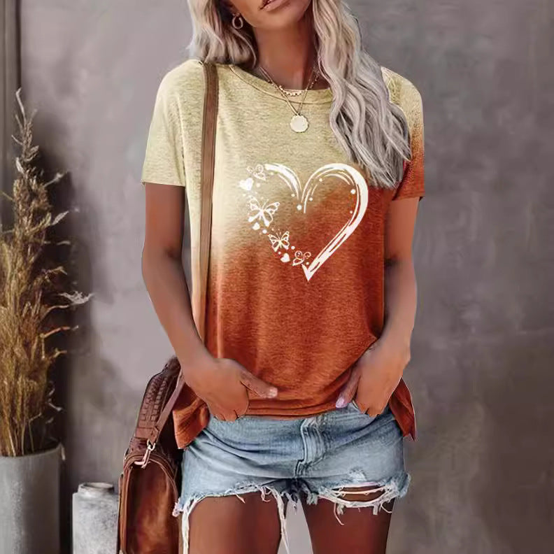 Printing T-shirt Fashion Short Sleeve Round Neck