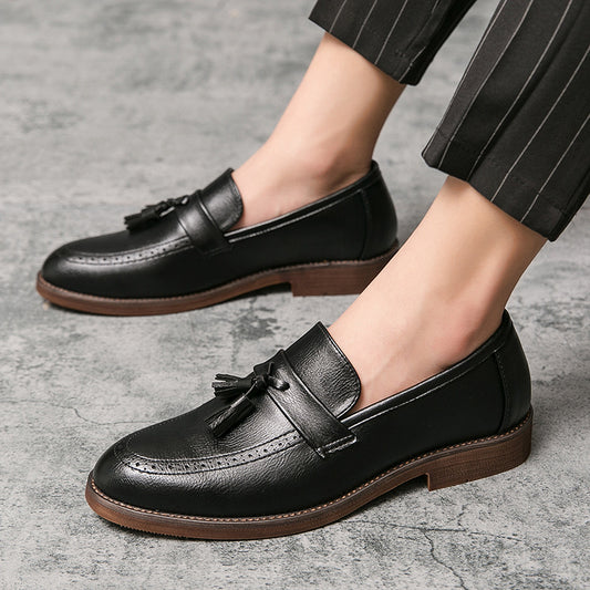 Hair Stylist Tassel Lefse Shoes Men Cowhide Bottom British Casual Leather