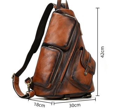 Retro Chest Bag High-grade Large Capacity Vegetable Tanned Leather