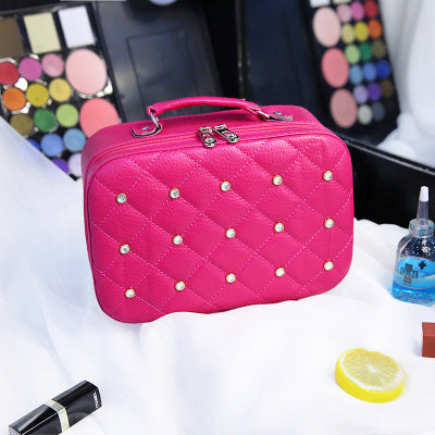 High-end Cosmetic Case With Diamond Cosmetic Bag PU Portable