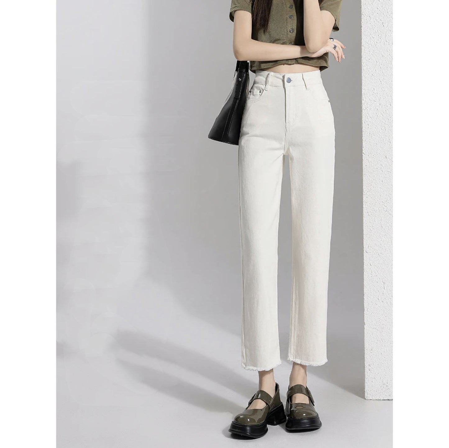 Women's white Ankle-length Pants