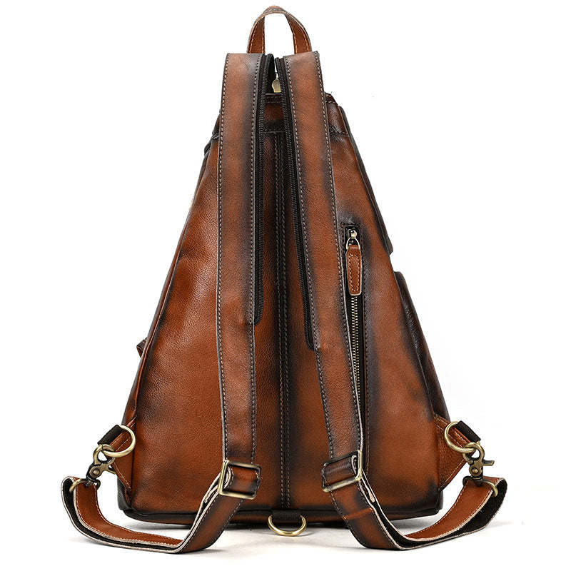 Retro Chest Bag High-grade Large Capacity Vegetable Tanned Leather