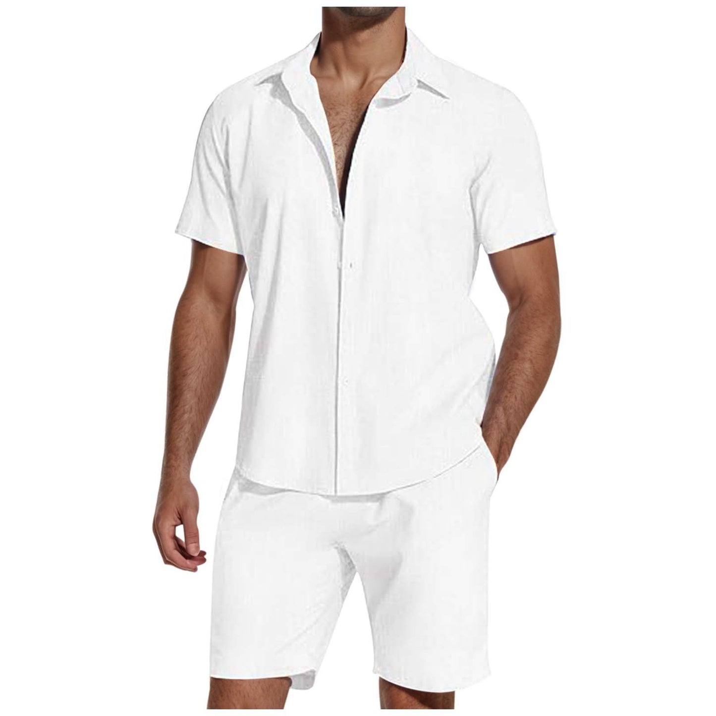 Short Sleeve Linen Shirt Men