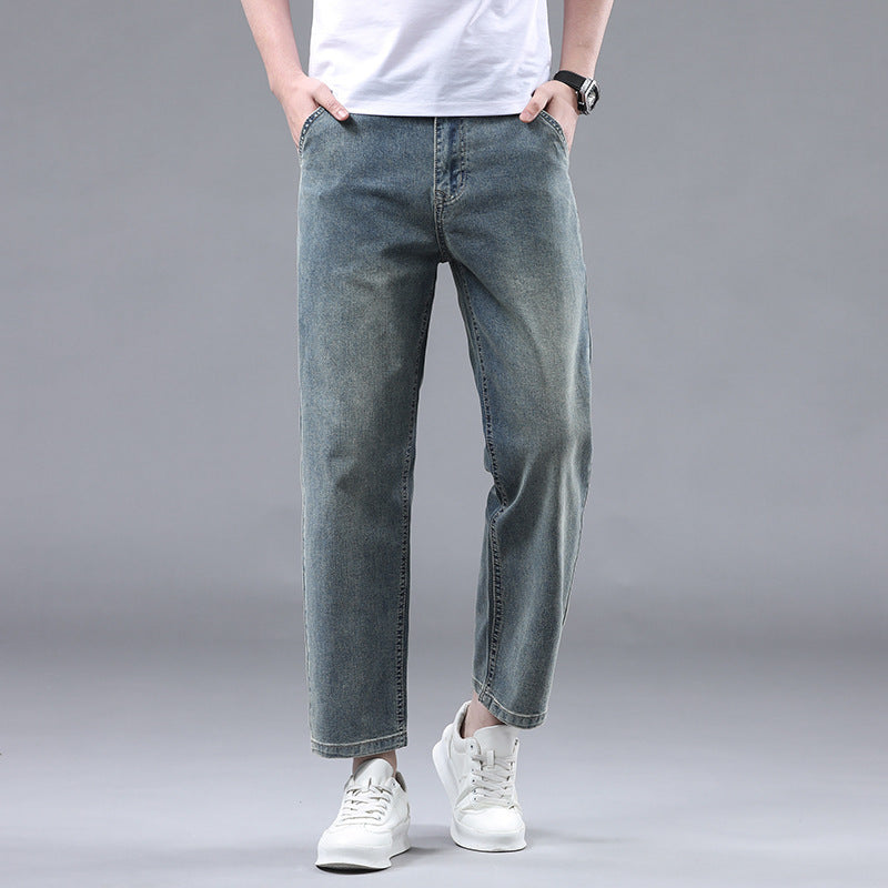 Men's Cropped Casual Light-colored Jeans