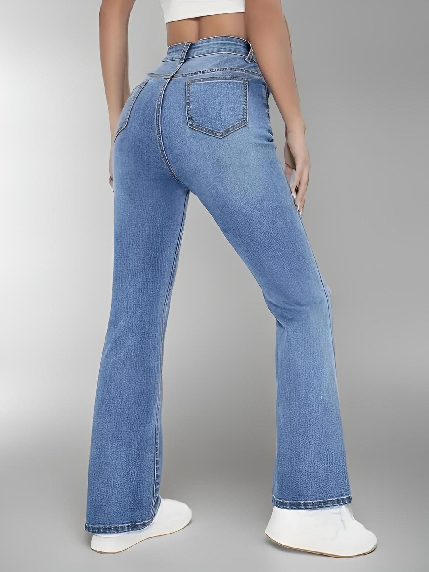 Women's Waist Straight Stretch Jeans