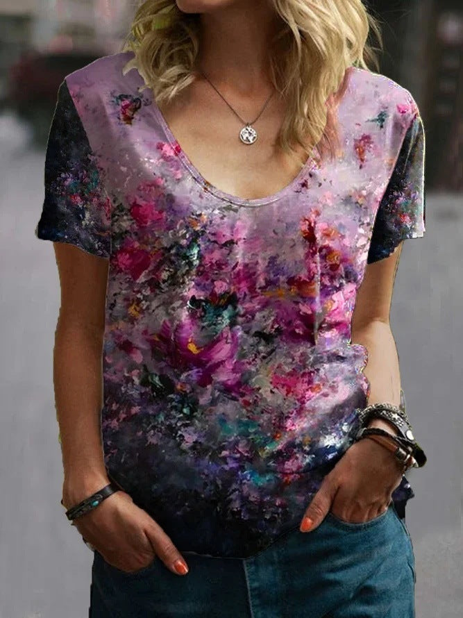 Women's Summer Casual Color Loose T-shirt