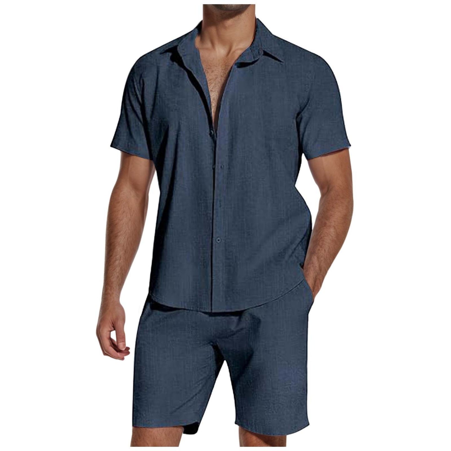 Short Sleeve Linen Shirt Men