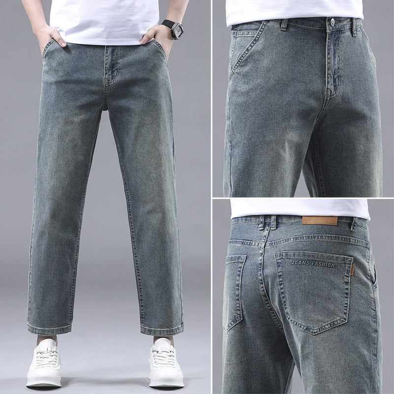 Men's Cropped Casual Light-colored Jeans