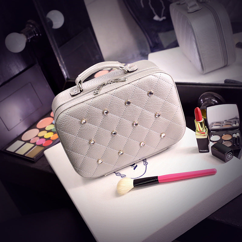 High-end Cosmetic Case With Diamond Cosmetic Bag PU Portable