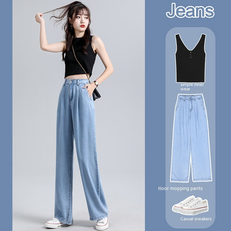 High Waist Lyocell Jeans Women's Summer Wear